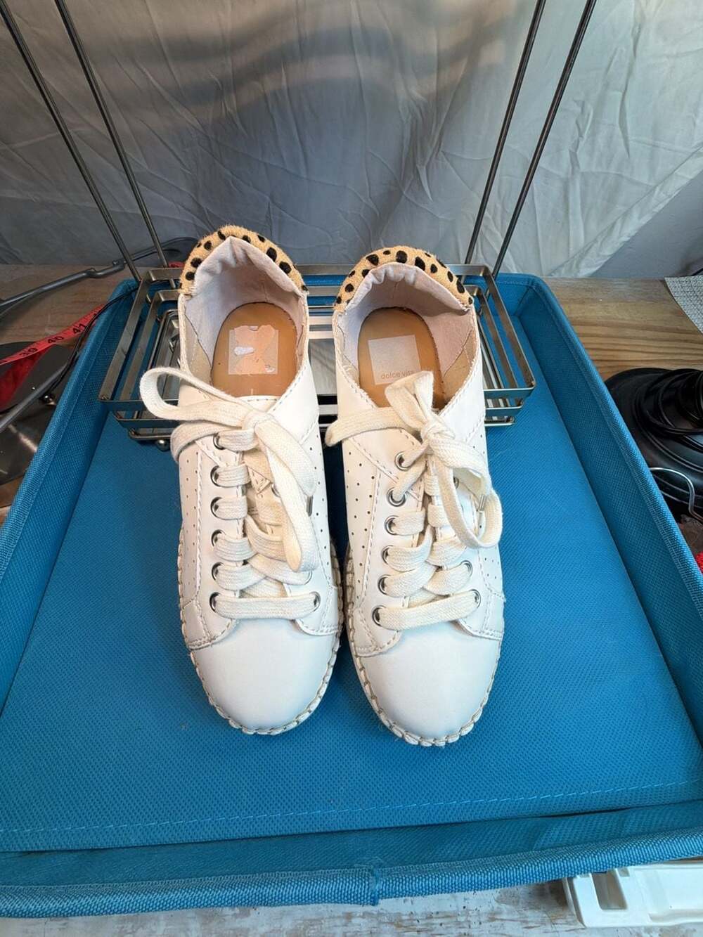 Dolce Vita Morris  Size 7 Off White Espadrille Animal Print Detail Sneakers
